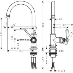 Umyvadlová baterie Hansgrohe Axor Montreux s neuzavíratelným vtokem kartáčovaný nikl 16518820