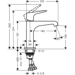 Umyvadlová baterie Hansgrohe Axor Citterio E s neuzavíratelným vtokem chrom 36111000