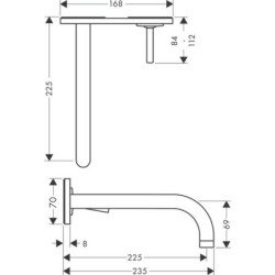 Umyvadlová baterie Hansgrohe Axor Uno bez podomítkového tělesa kartáčovaný nikl 38115820
