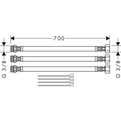 Prodlužovací sada hadic dvouotvorových umyvadlových baterií Hansgrohe 38960000
