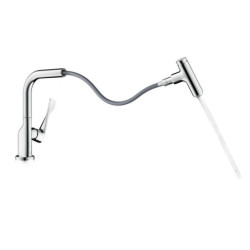 Dřezová baterie Hansgrohe Axor Citterio s vytahovací sprškou vzhled nerezu 39861800