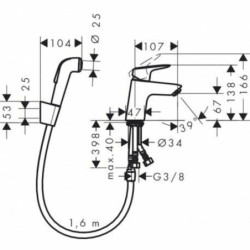 Umyvadlová baterie Hansgrohe Logis s bidetovou sprškou chrom 71290000
