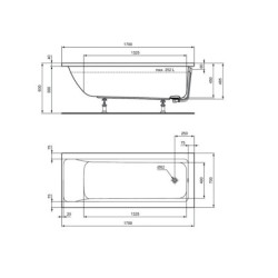 Obdélníková vana Ideal Standard Connect Air 170x70 cm akrylát levá i pravá T361701