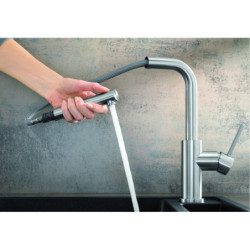 Dřezová baterie Blanco Lanora-S s vytahovací sprškou nerez kartáčovaná 523123