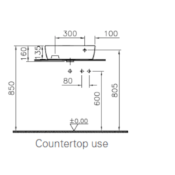 Umyvadlo na desku VitrA Shift 50x25 cm otvor pro baterii vpravo 7070-003-0921
