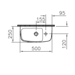 Umyvadlo na desku VitrA Shift 50x25 cm otvor pro baterii vpravo 7070-003-0921
