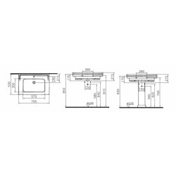 Umyvadlo VitrA Ricordi 80x53 cm otvor pro baterii uprostřed 7802-003-0001