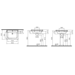Umyvadlo VitrA Ricordi 65x53 cm otvor pro baterii uprostřed 7801-003-0001