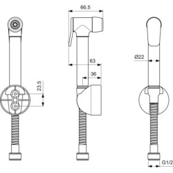Bidetová sprška Ideal Standard Ideal Spray na stěnu se sprchovou hadicí chrom B0011AA