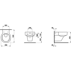 Wc závěsný Laufen Val zadní odpad H8202810000001