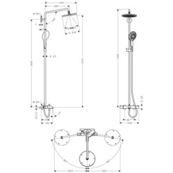 Sprchový systém Hansgrohe Raindance S na stěnu s termostatickou baterií chrom 27116000