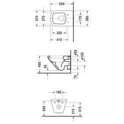 Wc závěsné Duravit Durastyle zadní odpad 2552092000