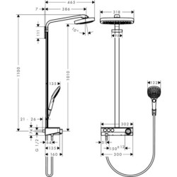 Sprchový systém Hansgrohe Raindance Select E na stěnu s termostatickou baterií bílá/chrom 27127400