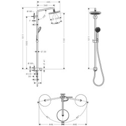 Sprchový systém Hansgrohe Croma na stěnu bez baterie chrom 27224000