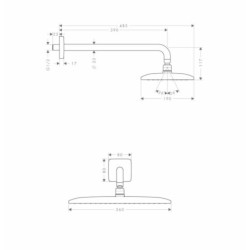 Hlavová sprcha Hansgrohe Raindance E na stěnu včetně sprchového ramena chrom 27376000