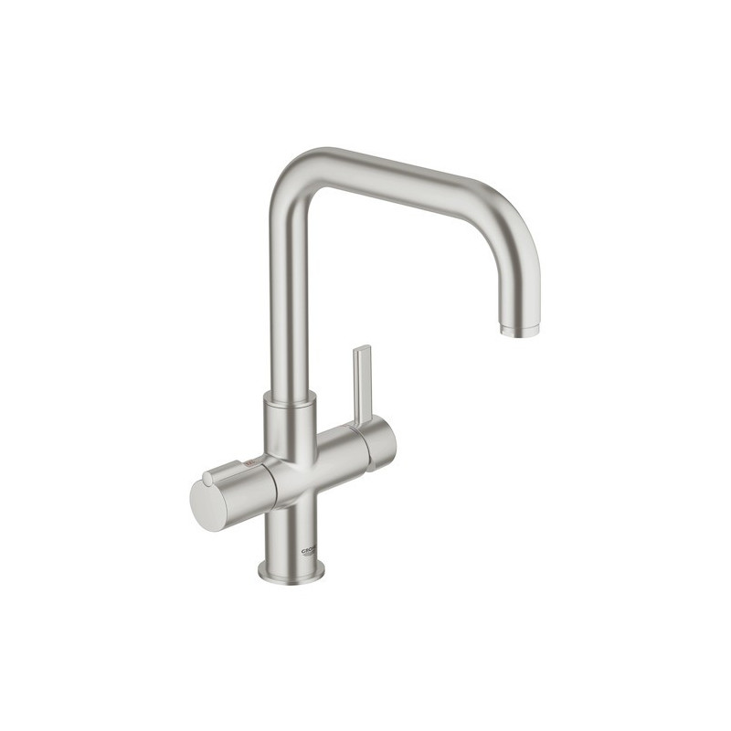 Dřezová baterie GROHE Red Duo s otočným raménkem supersteel 30097DC0