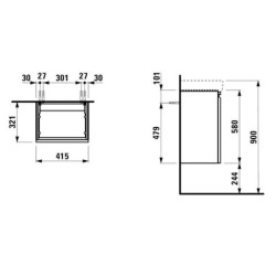 Koupelnová skříňka pod umyvadlo Laufen Pro S 41,5x32,1x58 cm bílá H4833020964631
