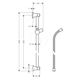 Sprchová tyč Hansgrohe Unica se sprchovou hadicí chrom 27617000