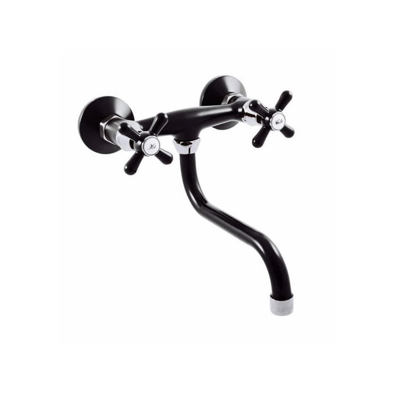 Dřezová baterie RAV SLEZÁK Morava s otočným ramínkem 150 mm černá matná/chrom MK101.5/21CMATC