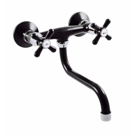 Dřezová baterie RAV SLEZÁK Morava s otočným ramínkem 150 mm černá matná/chrom MK101.5/21CMATC