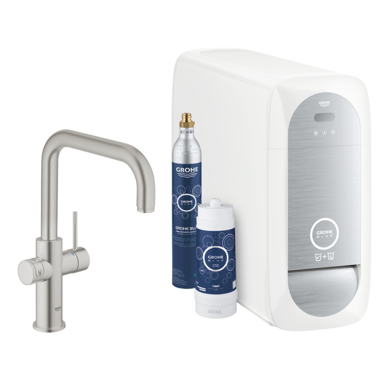 Dřezová baterie GROHE Blue Home s výpustí supersteel 31456DC1