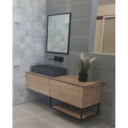 Zrcadlo Naturel Oxo v černém rámu, 60x80 cm, ALUZ6080C