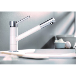 Dřezová baterie Blanco Kano bílá,chrom 525030