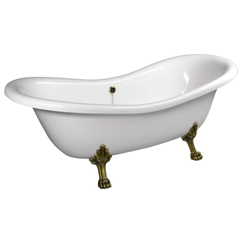 Volně stojící vana Polysan Charlestone 188x80 cm akrylát levá i pravá bílá/nohy bronz 38132