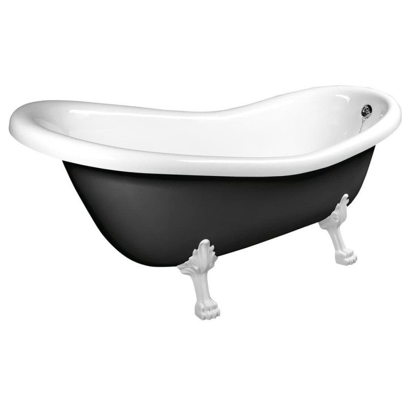 Volně stojící vana Polysan Retro 169x75 cm akrylát levá i pravá černá/nohy bílé 72968