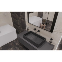 Umyvadlo na desku SAT Cemento 64x36,5 cm antracit bez přepadu CEM6437A