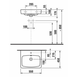 Nábytkové umyvadlo Jika Lyra Plus Viva 55x45 cm otvor pro baterii uprostřed H8103810001041