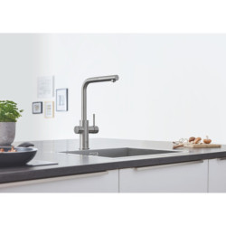 Dřezová baterie GROHE Blue Home s vytahovací sprškou supersteel 31539DC0