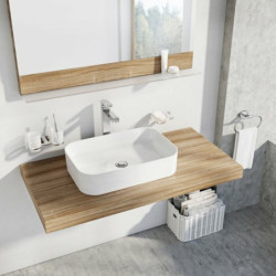 Umyvadlo na desku Ravak Ceramic Slim 55x37 cm bez otvoru pro baterii, bez přepadu XJX01155002