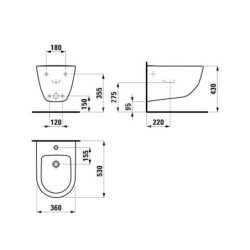 Bidet Laufen Pro závěsný, vnitřní přívod H8309520003021