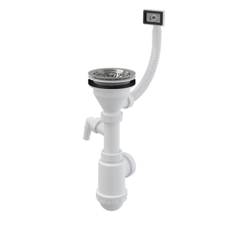 Alcadrain sifon dřezový s nerezovou mřížkou d115, flexi přepadem a přípojkou A447P-DN5040