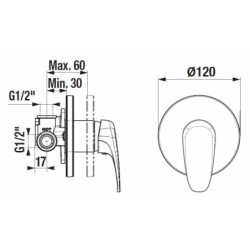 Sprchová baterie Jika Deep včetně podomítkového tělesa chrom H3311U60040001