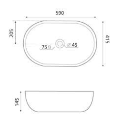 Umyvadlo na desku Glacera Vallone 59x41 cm bez přepadu VA594114
