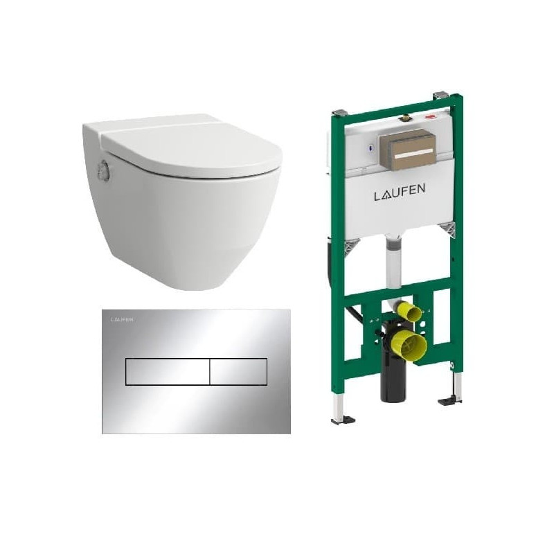 Akční balíček Laufen NAVIA závěsné WC + podomítkový modul + WC tlačítko chrom