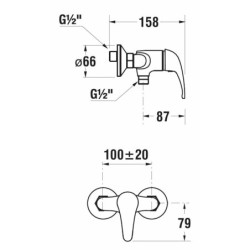 Sprchová baterie Jika Dino bez sprchového setu 100 mm chrom H3317270043001