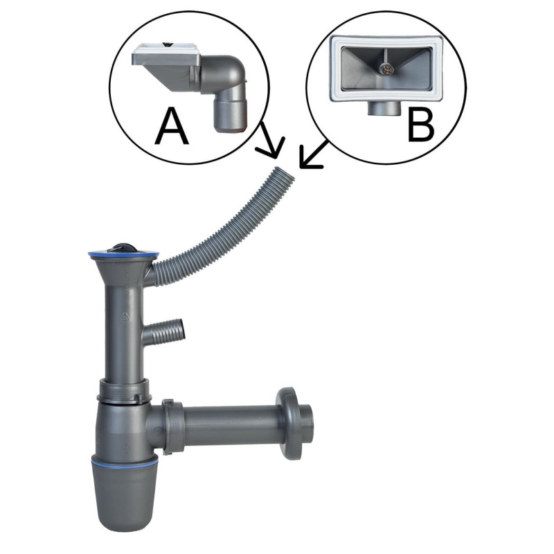 Sifon k dřezu Novaservis šedá NSP49