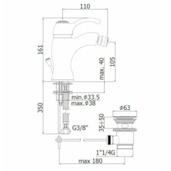 Bidetová baterie Paffoni Flavia s výpustí chrom FA135