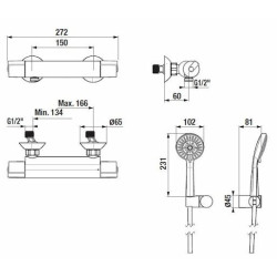 Sprchová baterie Jika Deep se sprchovým setem 150 mm chrom H3331U70042711