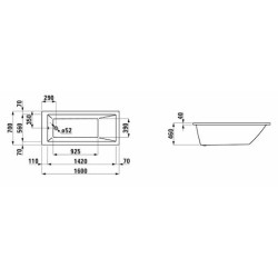 Obdélníková vana Laufen Pro 160x70 cm akrylát levá i pravá H2339500000001