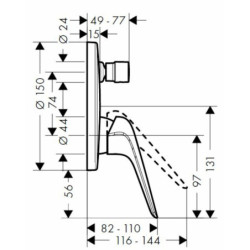 Sprchová a vanová baterie Hansgrohe HG288 bez podomítkového tělesa chrom SIKOBHGN215