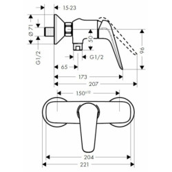 Sprchová baterie Hansgrohe HG288 bez sprchového setu 150 mm chrom SIKOBHGN268
