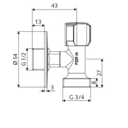 Pračkový ventil Schell Comfort 3/4" horní ovládání CR 05440