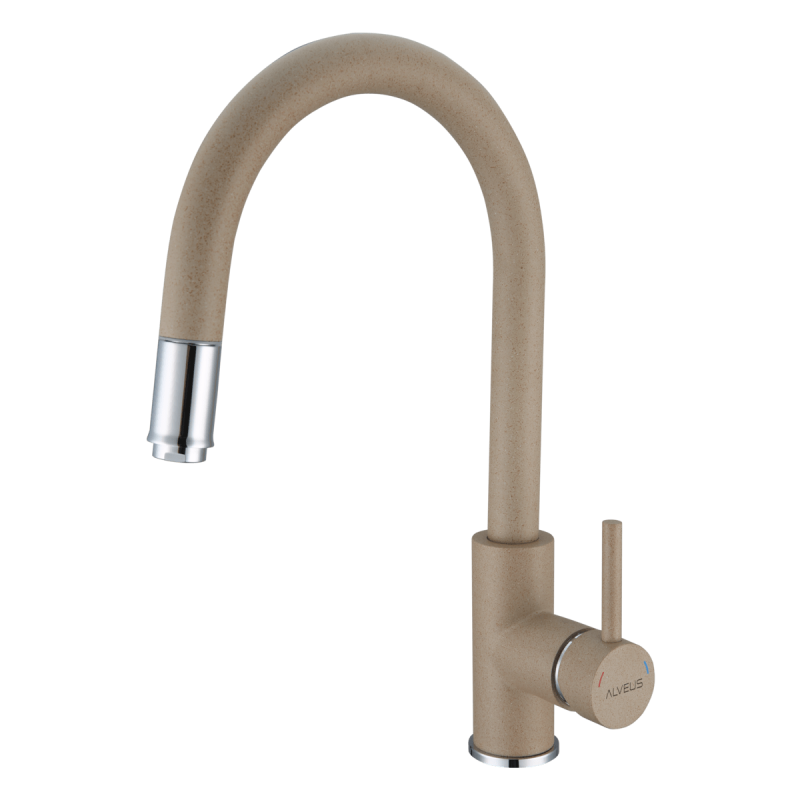 Dřezová baterie Alveus Delos s vytahovací sprškou béžová 1129020