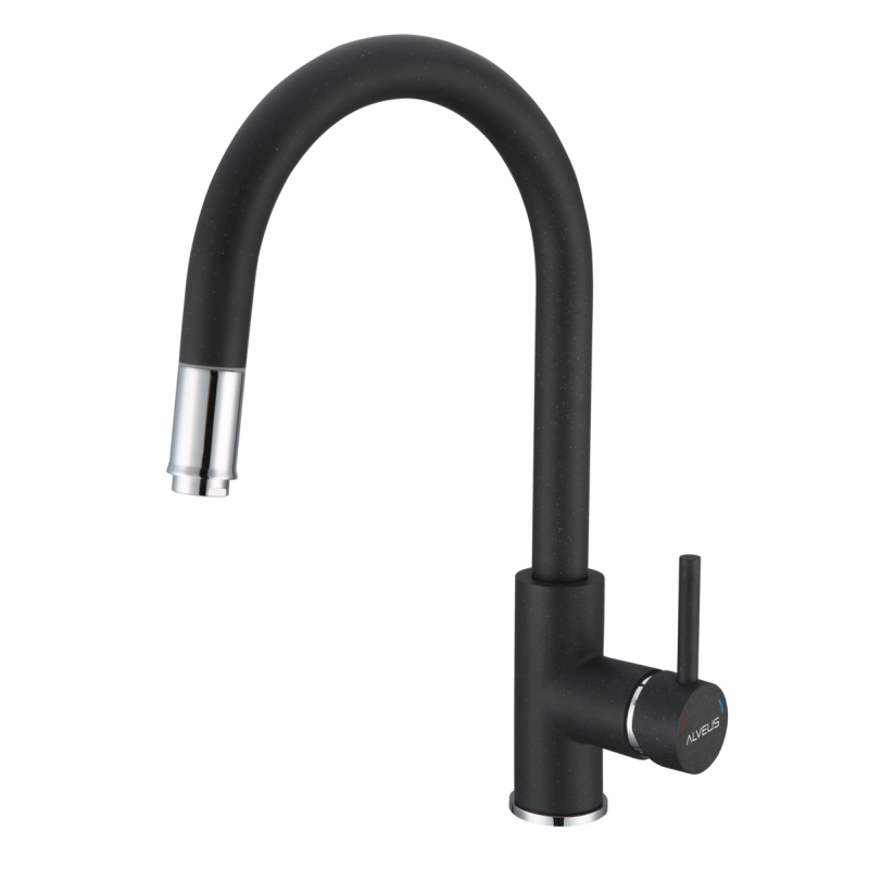 Dřezová baterie Alveus Delos s vytahovací sprškou černá 1129022