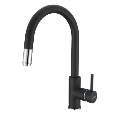 Dřezová baterie Alveus Delos s vytahovací sprškou černá 1129022