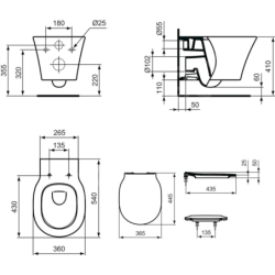 Wc s prkénkem softclose závěsné Ideal Standard Connect air zadní odpad E008701